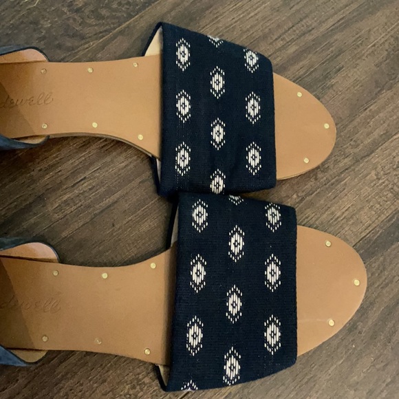 Madewell Thea Sandals Navy Blue Woven Flats. Sz 8 - Picture 3 of 7